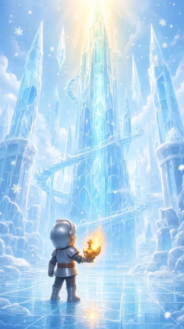 Tam before a spire of aether-glass.