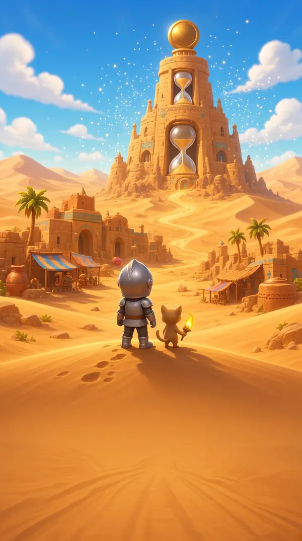 A clock tower in the desert.