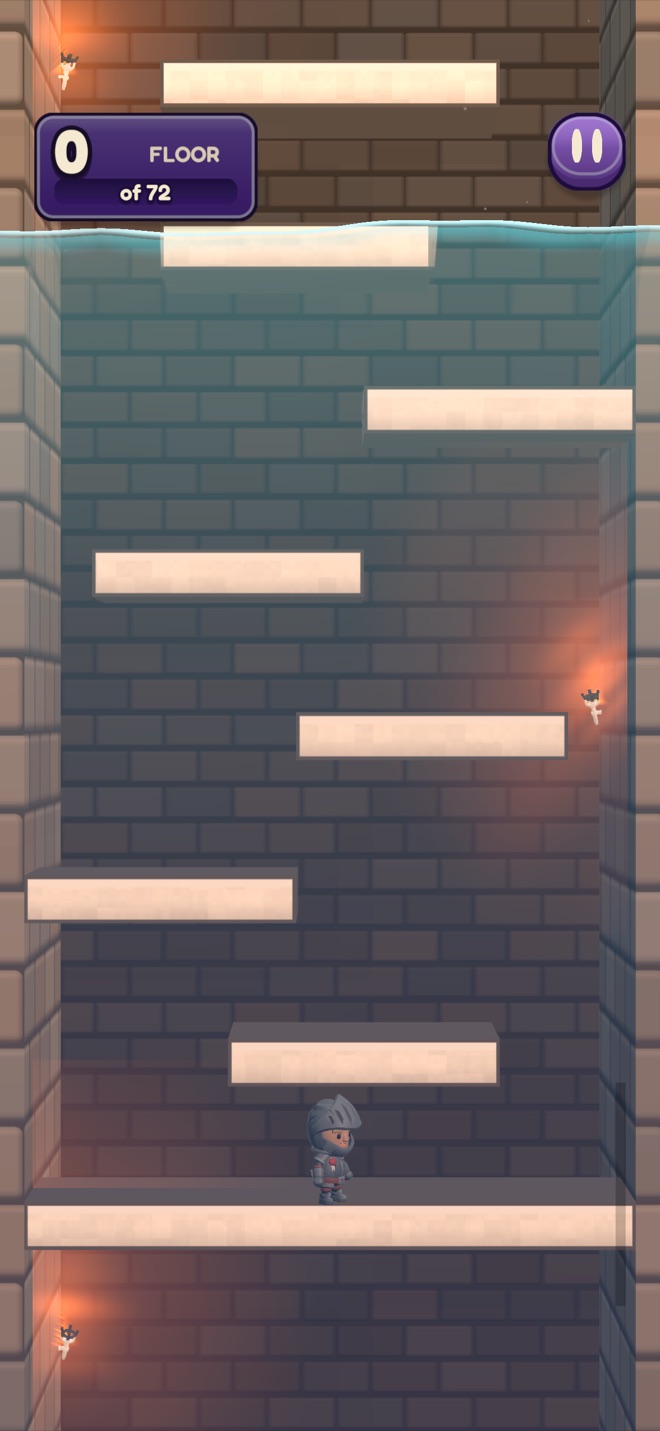 A climb in progress, with the rising aether below.